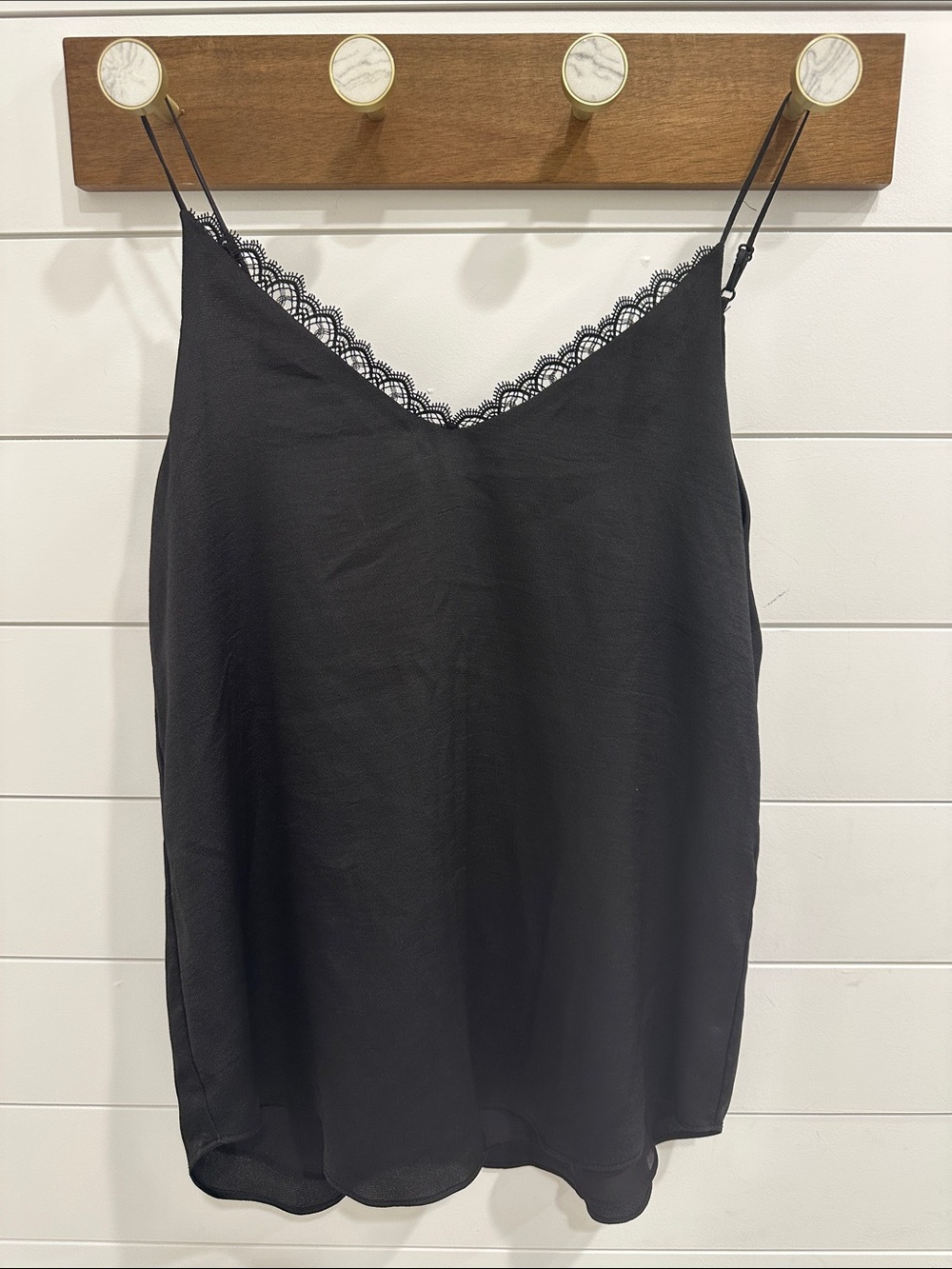 Eden Ruth Black Lace-Trim Slip Tank Top